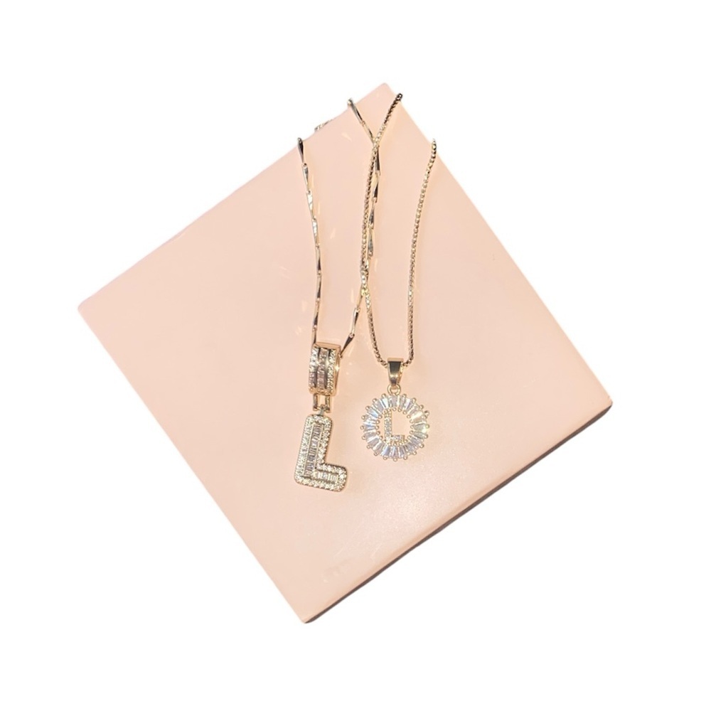 NWT Gold and Silver L Pendant Necklace Set